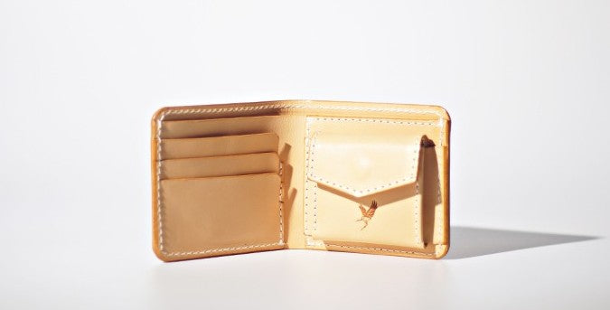 Handmade LEATHER Beige Womens Bifold Small Wallet Cute Leather Small Wallet FOR Women