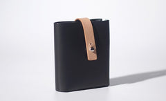 Handmade LEATHER Black Beige Womens Bifold Small Wallet Cute Leather Small Wallet FOR Women