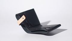 Handmade LEATHER Black Beige Womens Bifold Small Wallet Cute Leather Small Wallet FOR Women