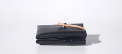 Handmade LEATHER Black Beige Womens Bifold Small Wallet Cute Leather Small Wallet FOR Women