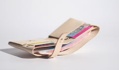 Handmade LEATHER Black Beige Womens Bifold Small Wallet Cute Leather Small Wallet FOR Women