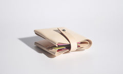 Handmade LEATHER Black Beige Womens Bifold Small Wallet Cute Leather Small Wallet FOR Women
