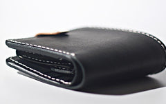 Handmade LEATHER Black Beige Womens Bifold Small Wallets Cute Leather Small Wallet FOR Women