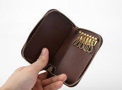 Handmade LEATHER Mens Small Zipper Car Key Wallet Leather Key Holders FOR Men