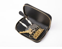Handmade LEATHER Mens Small Zipper Car Key Wallet Leather Key Holders FOR Men