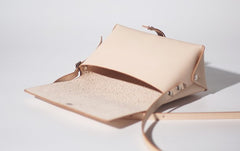 Handmade Leather Beige Womens Small Cute Shoulder Purse Crossbody Bag for Women
