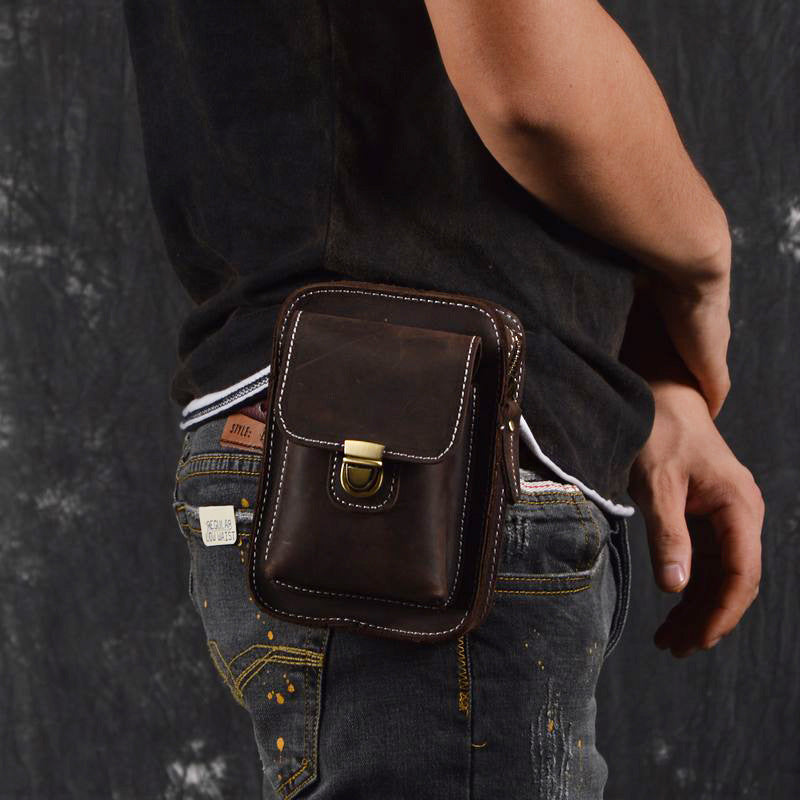 Vintage Leather Cigarette Case Belt Pouch for Men Waist Bag BELT BAG F