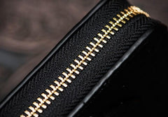 Handmade Leather Black Small Biker Wallet Mens Cool billfold Chain Wallet Trucker Wallet with Chain
