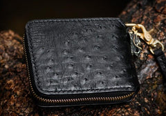 Handmade Leather Black Small Biker Wallet Mens Cool billfold Chain Wallet Trucker Wallet with Chain