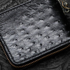 Handmade Leather Black Small Biker Wallet Mens Cool billfold Chain Wallet Trucker Wallet with Chain