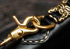 Handmade Leather Black Chain Wallet Mens Biker Wallet Cool Long Wallets for Men