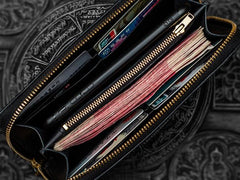 Handmade Leather Black Chain Wallet Mens Biker Wallet Cool Leather Wallet Long Wallets for Men
