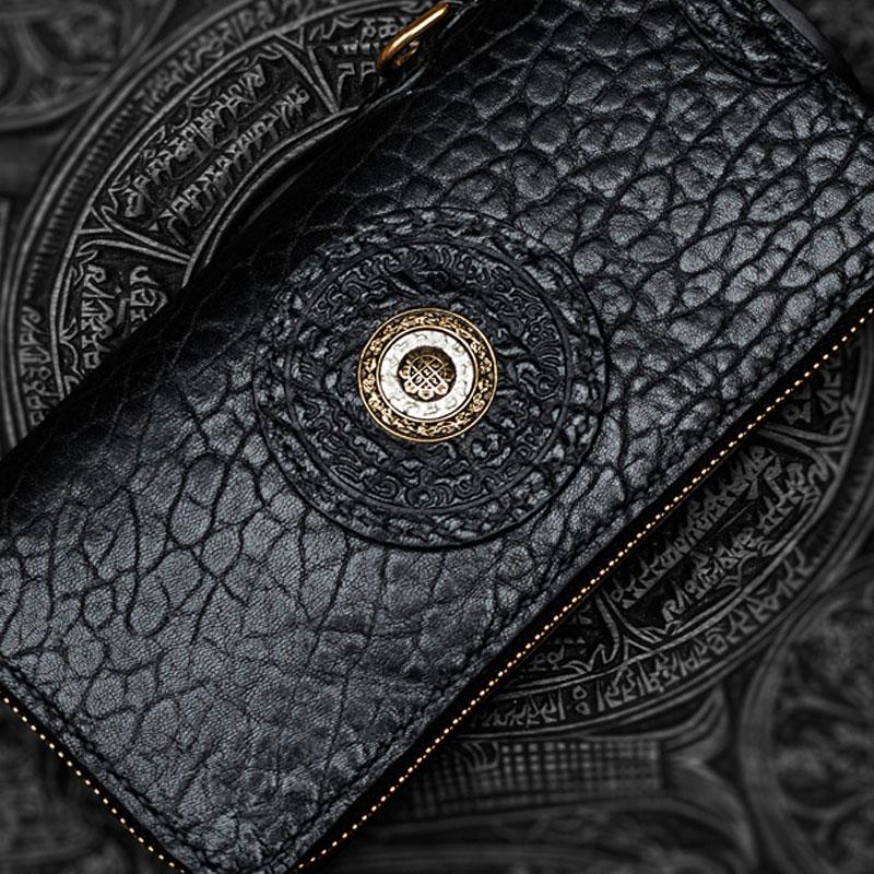 Handmade Leather Black Chain Wallet Mens Biker Wallet Cool Leather Wallet Long Wallets for Men