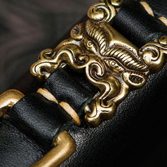 Handmade Leather Black Chain Wallet Mens Biker Wallet Cool Long Wallets for Men