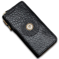 Handmade Leather Black Chain Wallet Mens Biker Wallet Cool Leather Wallet Long Wallets for Men