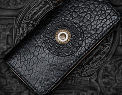 Handmade Leather Black Chain Wallet Mens Biker Wallet Cool Leather Wallet Long Wallets for Men