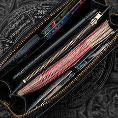 Handmade Leather Black LIZARD SKIN Chain Wallet Mens Biker Wallet Cool Leather Wallet Long Wallets for Men