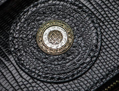 Handmade Leather Black LIZARD SKIN Chain Wallet Mens Biker Wallet Cool Leather Wallet Long Wallets for Men