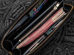 Handmade Leather Black LIZARD SKIN Chain Wallet Mens Biker Wallet Cool Leather Wallet Long Wallets for Men