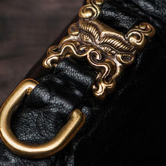 Handmade Leather Black LIZARD SKIN Chain Wallet Mens Biker Wallet Cool Leather Wallet Long Wallets for Men
