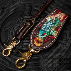 Cool Leather Braided Biker Chain Carp Wallet Chain for Chain Wallet Biker Wallet