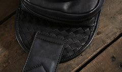 Cool Leather Braided Mens Chest Bag Sling Bag Sling Crossbody Bag for men