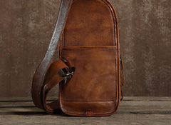 Cool Leather Braided Mens Chest Bag Sling Bag Sling Crossbody Bag for men