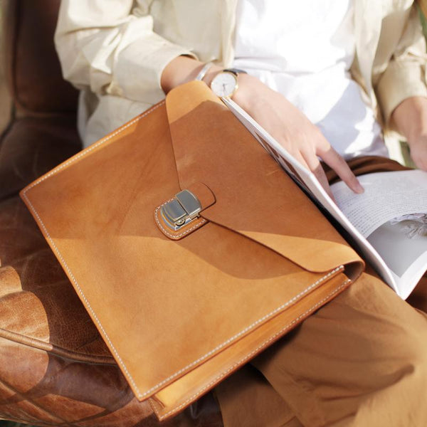 Vintage Womens Brown Leather Satchel Clutch Purse Folder Clutch for Ladies CM538801092