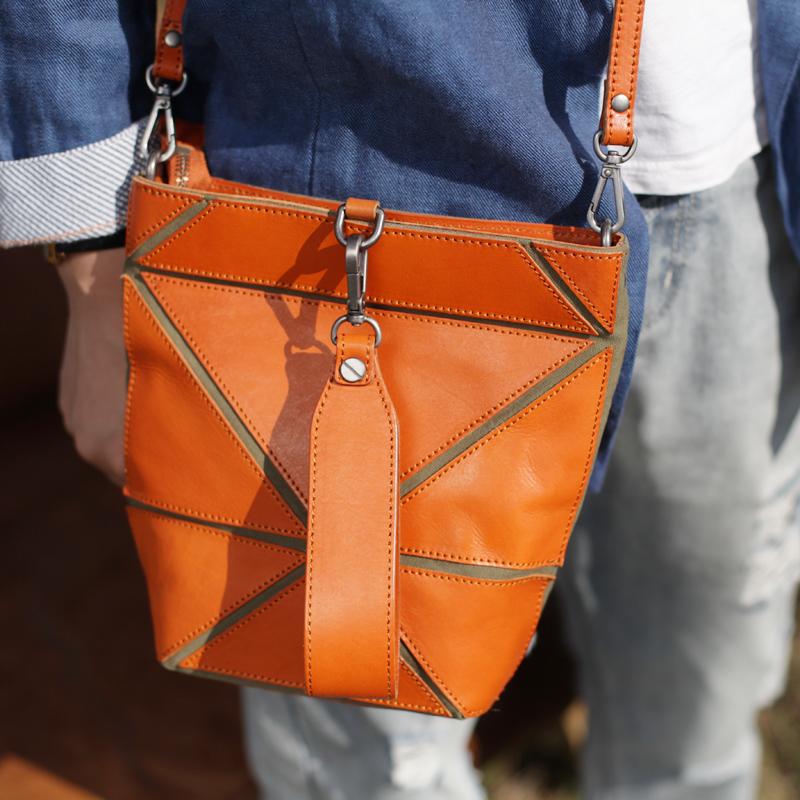 Cute Small Bucket Bag Clutch Brown Leather Bucket Bag - Annie Jewel