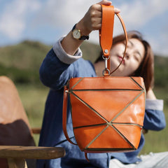 Cute Small Bucket Bag Clutch Brown Leather Bucket Bag - Annie Jewel
