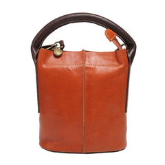 Brown Leather Bucket Bag Handbag Bucket Bag With Zipper - Annie Jewel