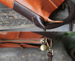 Brown Leather Bucket Bag Handbag Bucket Bag With Zipper - Annie Jewel