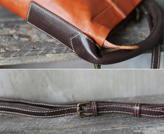 Brown Leather Bucket Bag Handbag Bucket Bag With Zipper - Annie Jewel