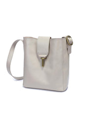 Fashion Womens Brown Leather Bucket Shoulder Bag White Soft Leather Bucket Crossbody Bag Purse