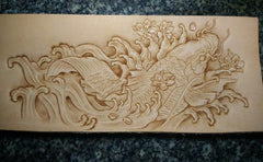 Handmade Leather Carp Fish Tooled Mens billfold Wallet Cool Leather Wallet Slim Wallet for Men