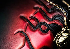 Handmade Leather Chain Wallet Tooled Mah¨¡k¨¡la Biker Wallet Mens Cool billfold Trucker Wallet with Chain