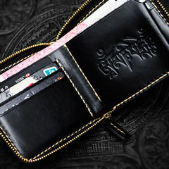 Handmade Leather Chain Wallet Tooled Mah¨¡k¨¡la Biker Wallet Mens Cool billfold Trucker Wallet with Chain