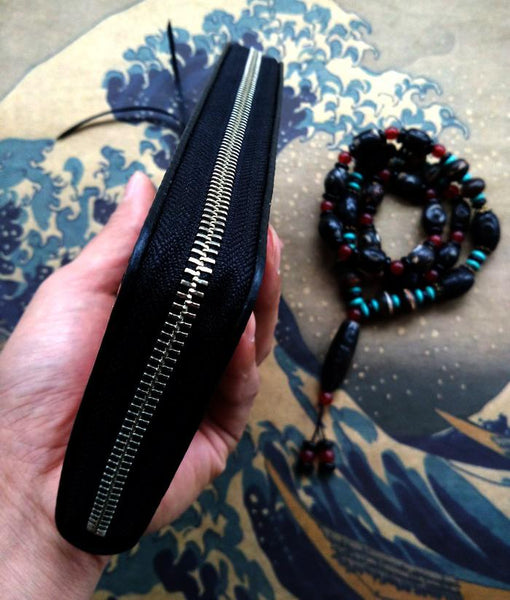 Handmade Leather Chinese Dragon Zipper Mens Long Wallet Clutch Cool Leather Wall SS10081006