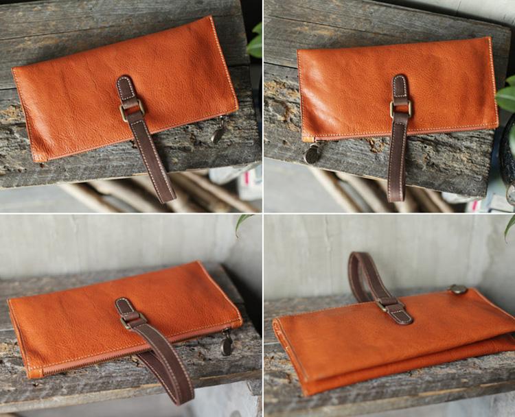 hobo sterling raine sterling leather foldover clutch bag Fashion Womens Brown Leather Unusual Handbags Soft Tan Leather Handbag Folded Clutch Purse