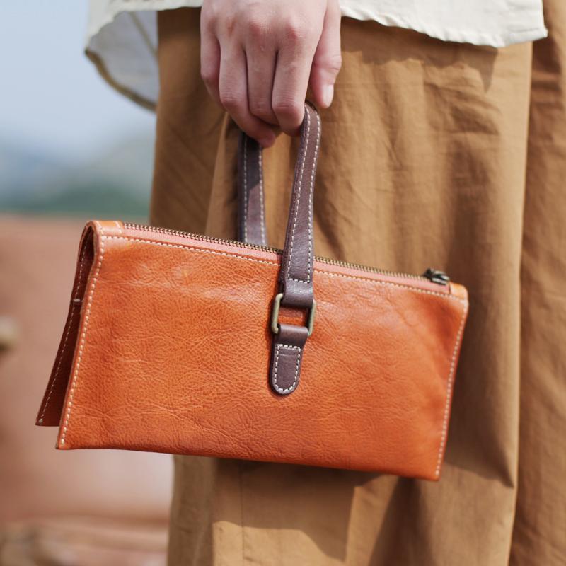 hobo sterling raine sterling leather foldover clutch bag Fashion Womens Brown Leather Unusual Handbags Soft Tan Leather Handbag Folded Clutch Purse