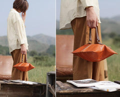 Unusual Handbags Soft Tan Leather Handbag Folded Clutch - Annie Jewel