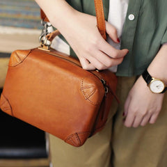 Leather Structured Satchel Square Purses Handbags Crossbody Bag Purse - Annie Jewel