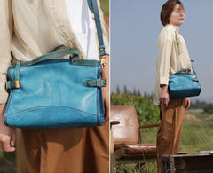 Handmade Blue Leather Handbags Purses - Annie Jewel