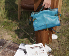 Handmade Blue Leather Handbags Purses - Annie Jewel