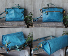 Handmade Blue Leather Handbags Purses - Annie Jewel