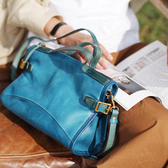 Handmade Blue Leather Handbags Purses - Annie Jewel