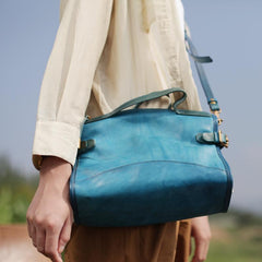 Handmade Blue Leather Handbags Purses - Annie Jewel