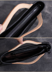Handmade Leather Long handbag shoulder bag black for women leather crossbody bag