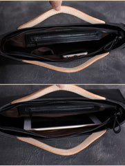 Handmade Leather Long handbag shoulder bag black for women leather crossbody bag