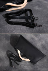 Handmade Leather Long handbag shoulder bag black for women leather crossbody bag